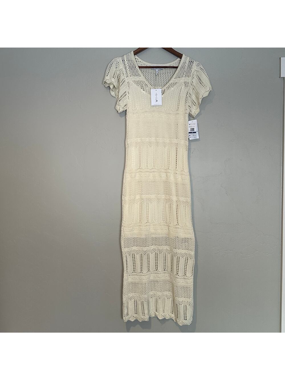 NWT Jessica Simpson Trinity Crochet Sheath Dress XS Ivory Boho Festival Formal
